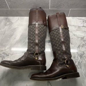 Louis Vuitton Brown leather monogram boots